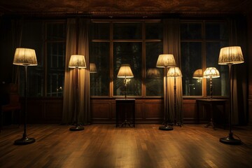 A well-lit room with five lamps. Generative AI
