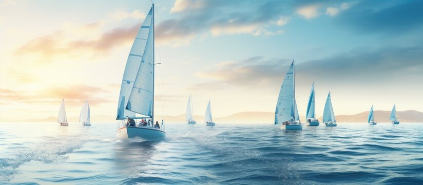 Sailing yachts regatta Series yachts and ships. Creative Banner. Copyspace image