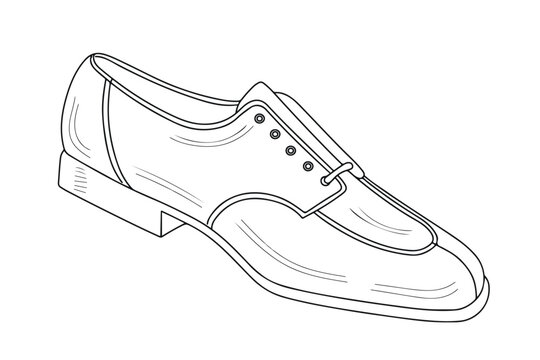 Sketch outline of classic low shoes for men, isolated vector