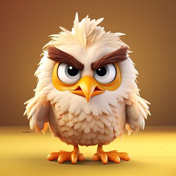Cute Cartoon Angry Chicken Character 