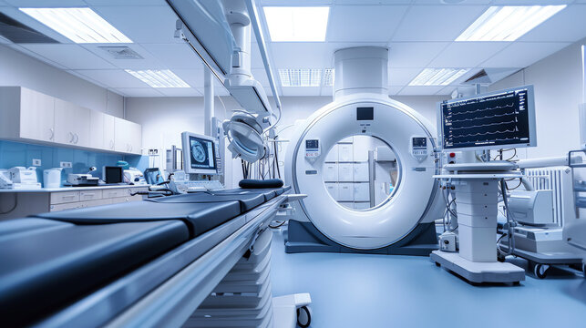 The evolution of healthcare with cutting-edge diagnostic equipment in a medical facility, emphasizing accuracy and advancement in a professional setting.