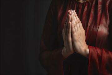 close up woman praying to God at home