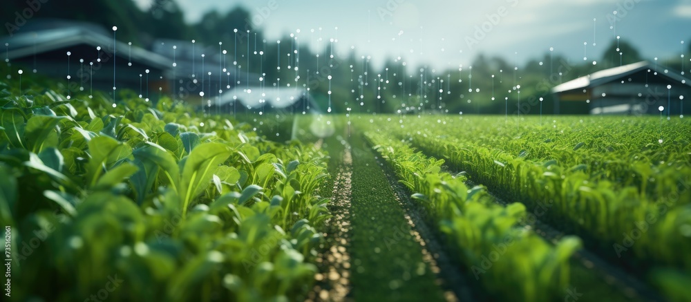 Poster The concept of using AI and smart farming. Creative Banner. Copyspace image