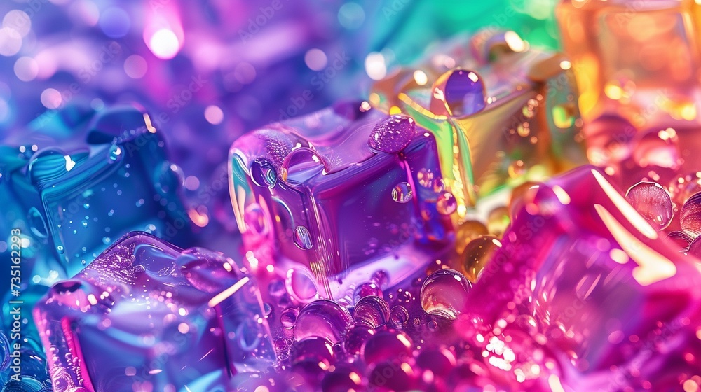 Poster rainbow ice cube background picture, in the style of digital print generated by ai