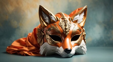Fox mask isolated on silky background