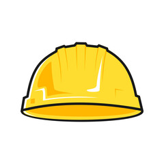 Yellow safety helmet. Industrial security safety icon. Vector illustration