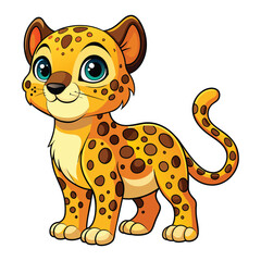 Cartoon cute Leopard illustration on white © Ismail Hossain