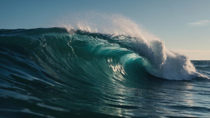 Fototapeta premium Big wave in the sea. AI generative.
