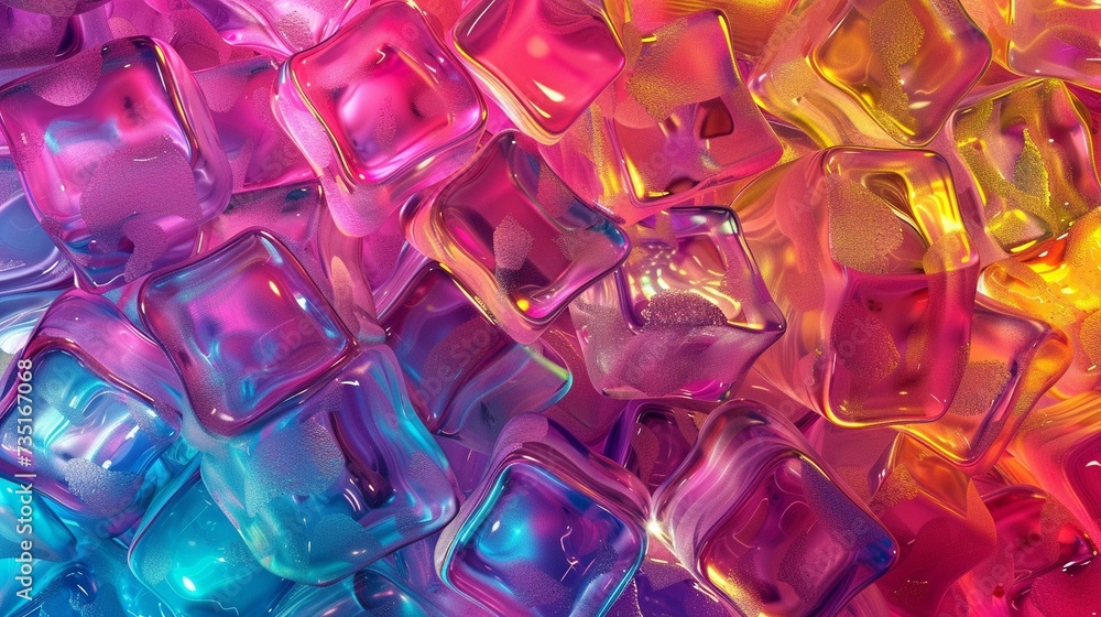 Poster rainbow ice cube background picture, in the style of digital print generated by ai