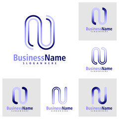 Set of Letter N logo design vector. Creative Initial N logo concepts template