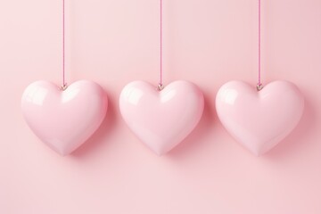 Artistic Minimalistic hearts pastel pink. Multiple glossy little hearts on pink surface. Generate ai