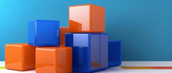 Transparent Cubes: Blue and Orange Tech Background