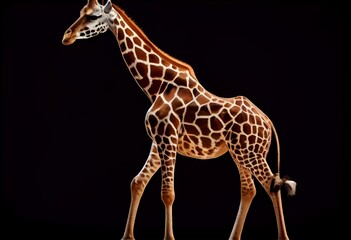 Rothschild's giraffe (Giraffa camelopardalis rothschildi)  isolated on transparent background, PNG. Generative AI