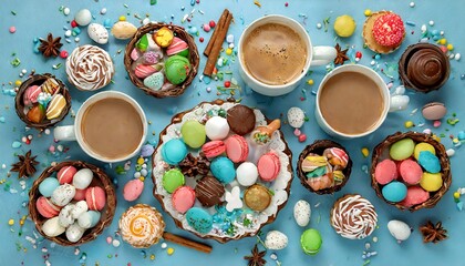 Pastry tools with sweets for Easter celebration