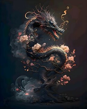dragon snake, flying snake, ancient animal, wild animal, mythical snake, dragon illustration