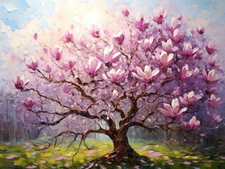 Obraz na płótnie Canvas Magnolia tree with pink flowers