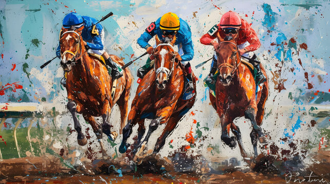 Horse Racing Painting Wallpaper