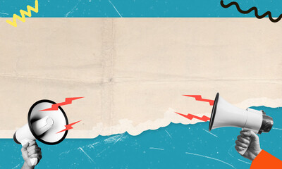 Expressing your own thoughts on the Internet. Modern design, collage of contemporary art.