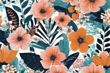 Colorful Floral Background. Abstract Floral art. Beautiful vintage floral pattern art and design. Abstract flower art illustration. vector illustration background crafted for textile or print.