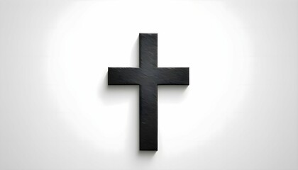 Obraz premium image of a black cross of Jesus Christ on a white background. Easter holiday