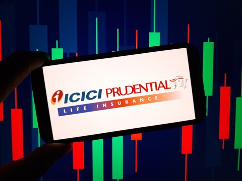 Konskie, Poland - February 12, 2024: ICICI Prudential Life Insurance Company Limited logo displayed on mobile phone