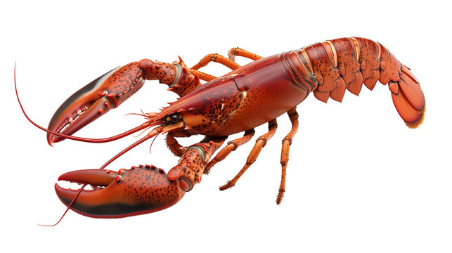 3D digital render of a red lobster isolated on transparent background.