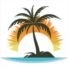 simple palm tree logo vector white background