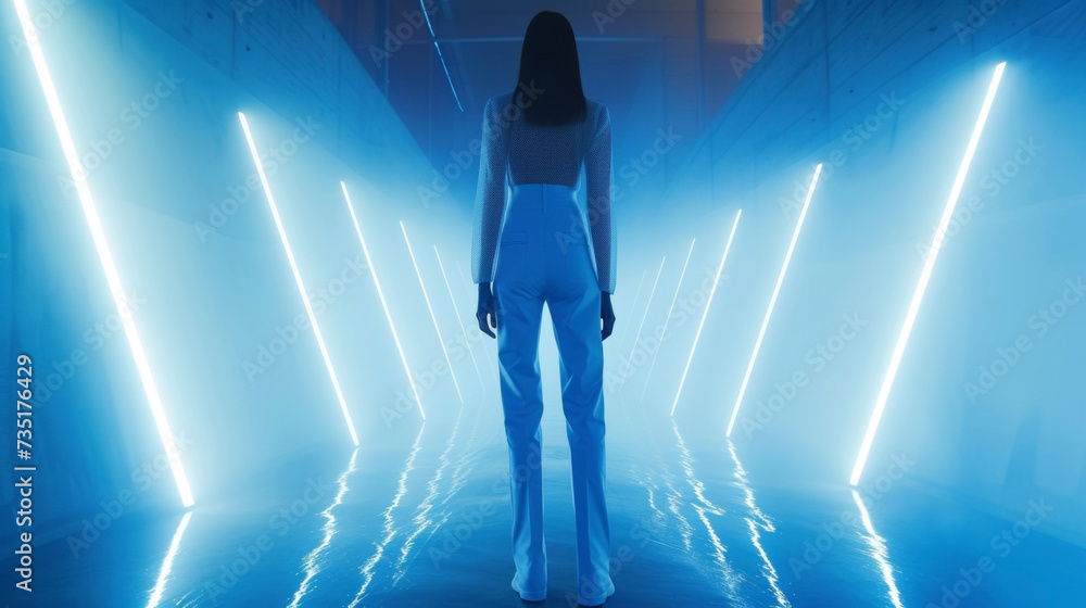 Poster a jumpsuit featuring a textured diamondshaped mesh overlay creating a modern and edgy vibe against a
