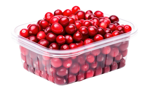 Plastic-Bound Cranberries isolated on transparent Background