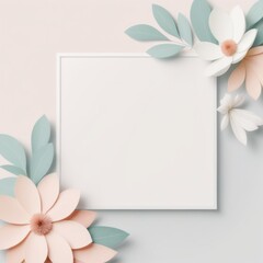 Minimalist floral border, central white space for text or design.