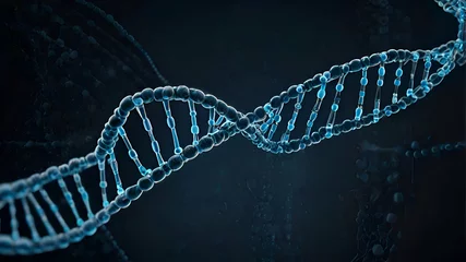 Crédence de cuisine en verre imprimé Helix Bridge Artificial intelligence AI in Healthcare. DNA double helix intertwined with digital AI elements, highlighting the role of AI in genetic research and personalized medicine