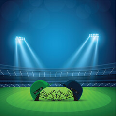 Night Cricket stadium illustration vector. Football night stadium background vector. 3D  cricket stadium © crazy Hub