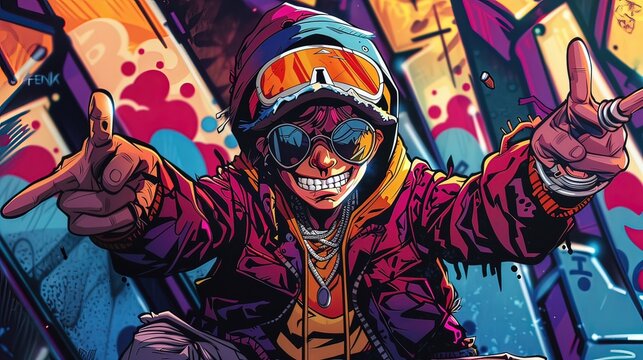AI sfondo con personaggi colorati tipo hip hop 01