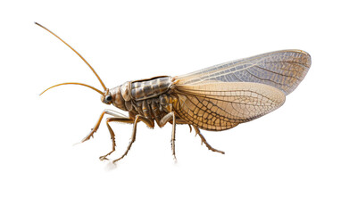 Stone-bound Dobsonfly isolated on transparent Background