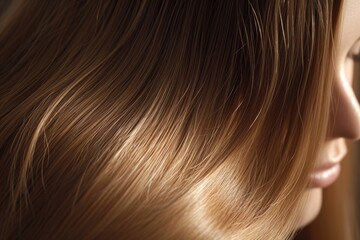Close-up of woman's shiny straight hair