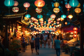 Traditional Chinese Lantern Festival in city