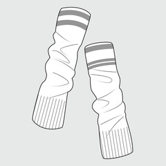 Knit arm warmer flat sketch vector illustration mockup template