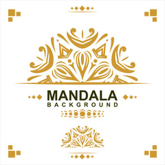 Naklejka premium Gold frame on a white background, mandala luxury frame design.