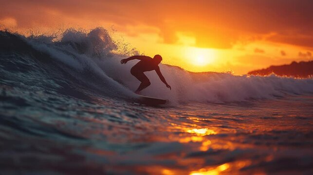 The Magic of Waves: Daring Surfers. Seamless looping 4k time-lapse virtual video animation background