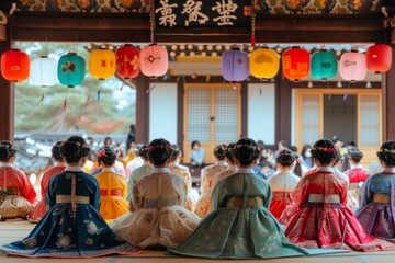 People in traditional Korean dress hanbok