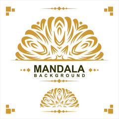 Gold frame on a white background, mandala luxury frame design.