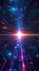 Arri&egrave;re-plan abstrait futuriste, espace tridimensionnel, lumi&egrave;re color&eacute;e