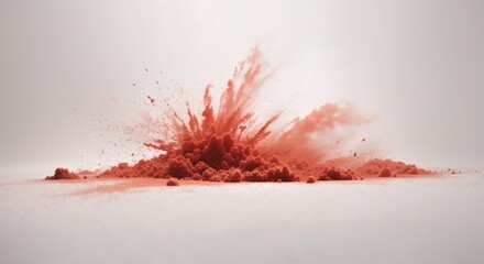 Abstract red dust explosion on white background