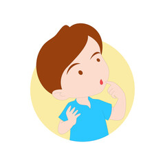 Kid show facial expression. Vector image