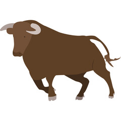 Angry bull running vector icon isolated on white