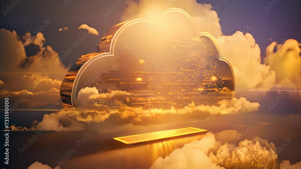 Aufkleber Cloud computing concept with digital cloud of remote connections of internet user data. Data storage in modern web