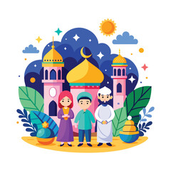Flat illustration for Islamic Ramadan celebration