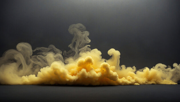 Realistic Yellow Smoke Effect on Transparent Background for Decor and Cover.