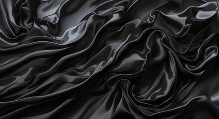 Fototapeta premium Black wave silk satin background