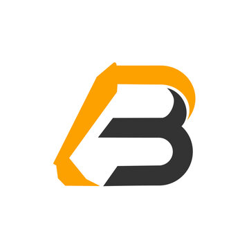 Excavator letter b logo design. Vector image